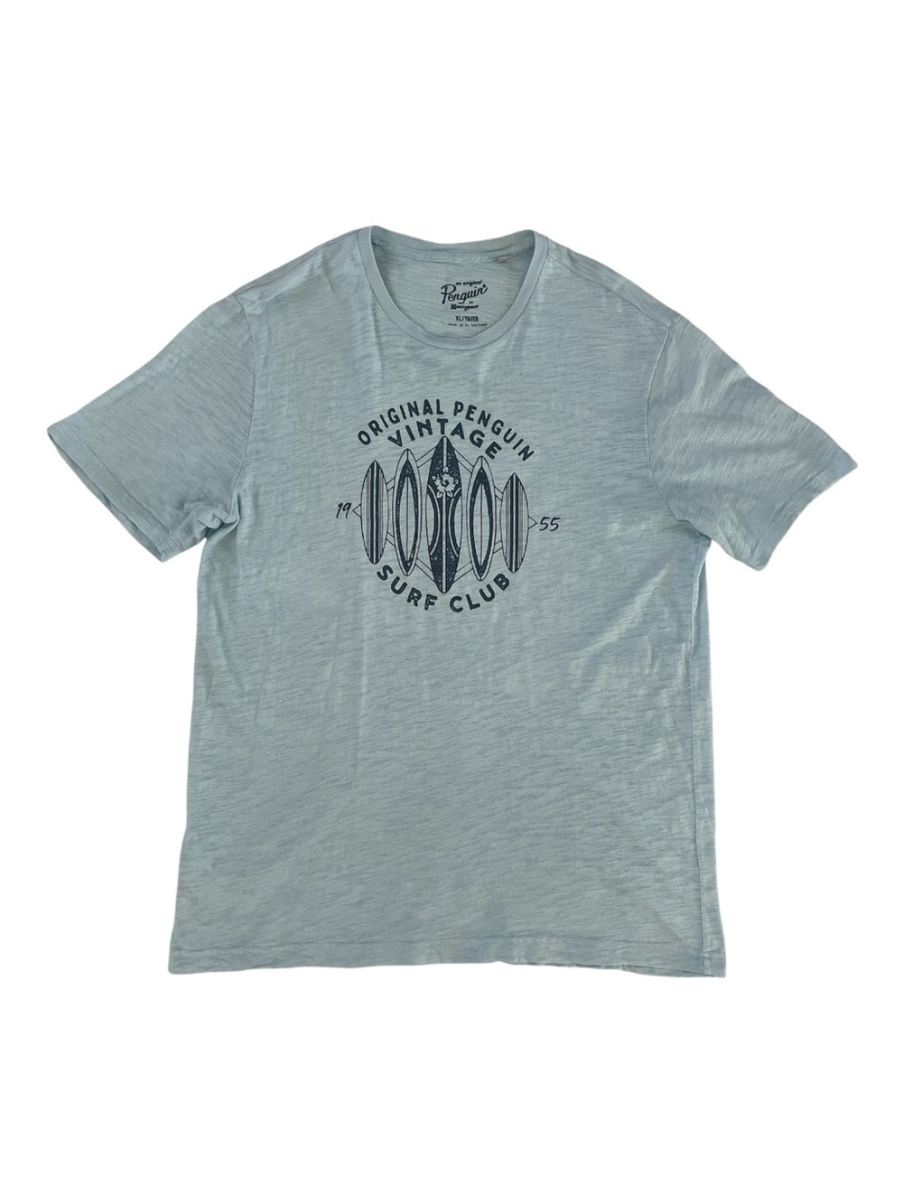 Original Penguin Light Blue Graphic Surf Club Short Sleeve Crewneck Tee Size (XL